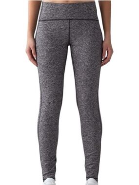 Lululemon Out To Lunge Untight Tight. Full Length Size 4 Heathered Black.